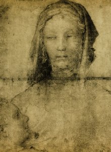 Studie til Jomfruen; tegning fra Leonardos skole. Louvre, Paris af Leonardo da school of Vinci