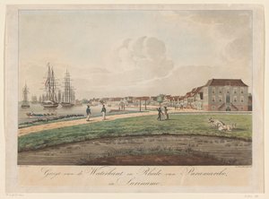 Udsigt over havnefronten i Paramaribo Udsigt over Waterkant og Rhede i Paramaribo i Surinam (titel på objekt)