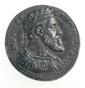 Testone af Charles V (1500-58) hertug af Milano, graveret af Dye, 1535-56 (forside) (sølv) (for bagside se 168055)