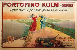 Annonce for Portofino hote, Portofino Kulm, illustration af Leonetto Cappiello, plakat af Leonetto Cappiello