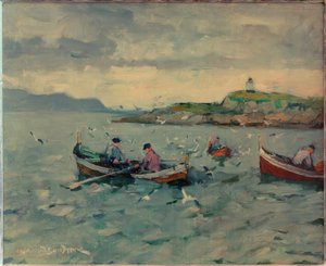 Fiskere i Lofoten af Leonhard Sandrock