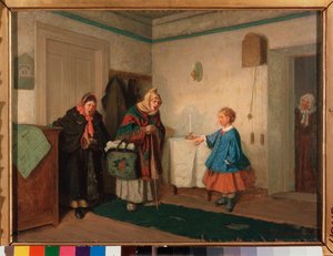 Tiggersangerne. Maleri af Leonid Ivanovich Solomatkin (1837-1883), olie på lærred