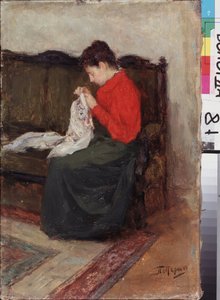 På arbejde. Maleri af Leonid Osipovich Pasternak (1862-1945), olie på lærred. 19.-20. århundrede russisk kunst, moderne kunst. Regionalt kunstgalleri, Vologda (Rusland). af Leonid Osipovic Pasternak