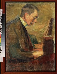 Portræt af komponisten Sergei (Serguei) Rachmaninov (Serge Rachmaninoff eller Rakhmaninov) (1873-1943). Værk af Leonid Osipovich Pasternak (1862-1945), olie på lærred