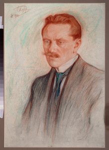Portræt af digteren Jurgis Baltrusaitis (1873-1944). Værk af Leonid Osipovich Pasternak (1862-1945), sangvinsk og kridt på papir af Leonid Osipovic Pasternak