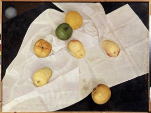 ""Stilleben med æbler og citroner"" (Stilleben med æbler og citroner) Maleri af Leonid Terentevich Chupyatov (1890-1942) 1923 Statens russiske museum Sankt Petersborg af Leonid Terentlevich Chupyatov