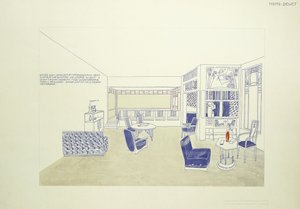 Et design til et værelse, ca. 1901 (farve litho) af Leopold (after) Bauer
