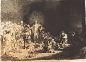 Christ Preaching (The Hundred Guilder Print) af Leopold Flameng after Rembrandt van Rijn