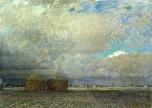 Landskab med hytter, 1900