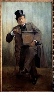 Portræt af Georges Courteline (1858-1929) forfattermaleri af Leopold Stevens (1866-1935) 20. århundrede søn. 1,6x0,8 m Paris, Musee Carnavalet - Portræt af Georges Courteline (1858-1929), forfatter. Maleri af Leopold Stevens (1866-1935), 20. århundrede. 1, af Leopold Stevens