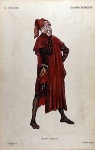 Kostume til Gianni Schicchis karakter fra operaen "Il trittico" (Triptykonen) af Giacomo Puccini (1858-1924) - 1919 af Leopoldo Metlicovitz