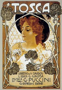 Cover af Leopoldo Metlicovitz til partituret af operaen Tosca af Giacomo Puccini