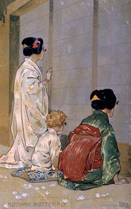 Postkort skabt til premieren på "Madame Butterfly", i Brescia af Leopoldo Metlicovitz