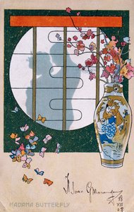 Postkort skabt til premieren på "Madame Butterfly", i Brescia af Leopoldo Metlicovitz