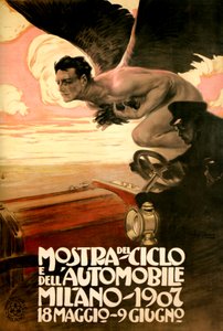 Plakat til Bil- og cykeludstillingen, Milano 18. maj-9. juni
