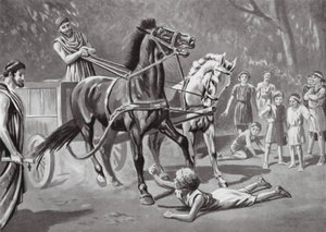 Alkibiades trodser Teamster (litografi)