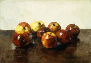 Et stilleben af æbler, af Lesser Ury