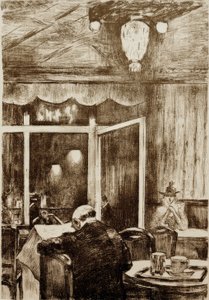 Aften på Café Bauer af Lesser Ury