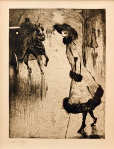 Dame ringer til en hestekabine af Lesser Ury