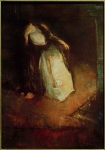 Kvinde ved pejsen (dreveri ved pejsen) af Lesser Ury