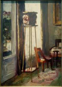 Interiør (interiørscene og læsekvinde) af Lesser Ury