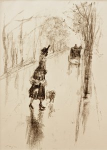 Pige med hund af Lesser Ury