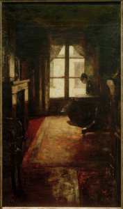 Parisisk interiør (kvinde læser ved vinduet) af Lesser Ury