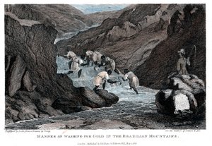 Måde at vaske for guld i de brasilianske bjerge, 1814 af Lester