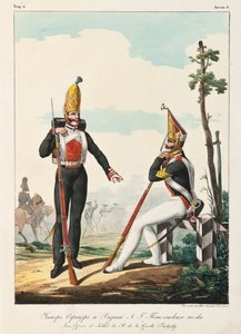 Under officer og soldat fra Pavlovsky Guard Regiment, 1830-1840