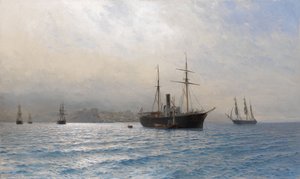 Russisk skib ved indsejlingen til Bosporus-strædet efter den russisk-tyrkiske krig i 1877-1878