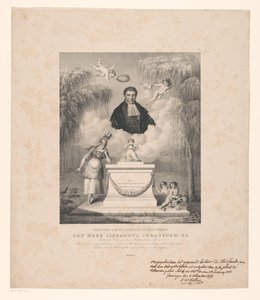 Portræt af Sibrandus Stratingh Dedikeret til minde om afdøde hr. Sibrandus Stratingh, E.Z. (titel på objekt) af Levi Michiel Bendix