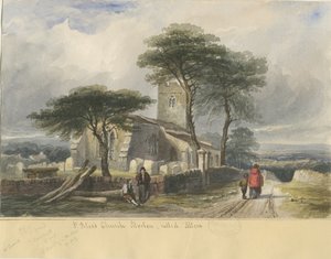 Alton Church: akvarelmaleri og [c 1830-1840] (maleri) af Lewis John Wood