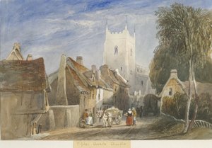 Cheadle Church: akvarelmaleri og [c 1830-1840] af Lewis John Wood