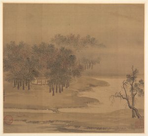 Hytter i en tåget lund i efteråret, 1117. af Li Anzhong