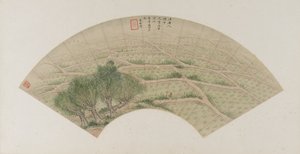 Rismarker med hejrer, Qing-dynastiet, 1741 (blæk og farve på papir)