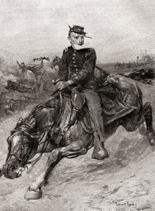 En udsendt rytter under den amerikanske borgerkrig, fra The Century Magazine, udgivet 1887 (gravering) af Unbekannt Unbekannt