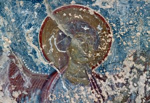 Angel, fresko i kirken Panagia, Rodovani, Kreta, Grækenland (foto) af Unbekannt Unbekannt