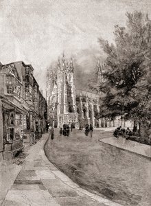 Canterbury Cathedral, fra Christchurch Gateway, fra The Century Magazine, udgivet 1887 (gravering) af Unbekannt Unbekannt