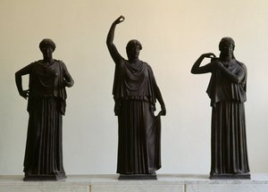 Dansere eller Hydrophorai (vandbærere), gruppe af fem bronzeskulpturer fra Villa of the Papyri, Herculaneum, Campania, Italien. romersk civilisation af Unbekannt Unbekannt