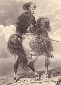 Den italienske militærleder og politiker Gian Giacomo Trivulzio (1440-1518), stik, 22x16 cm, fra Galerie Historique de Versailles, Histoire de France, Charles Gavard Publisher, Paris, ca. 1840 af Unbekannt Unbekannt