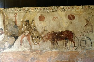 Rejsen til underverdenen, fresko fra nekropolen i Andriuolo-Laghetto i Paestum, Campania, Italien, Den gamle græske civilisation, Magna Graecia, 4. århundrede f.Kr. (foto) af Unbekannt Unbekannt