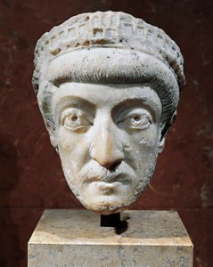 Marmorhoved af den romerske kejser af Østen Theodosius II af Unbekannt Unbekannt