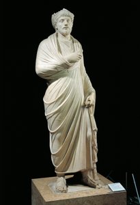 Marmorstatue af kejser Julian den Frafaldne, iført græsk filosof toga og hedensk præstekrone af Unbekannt Unbekannt