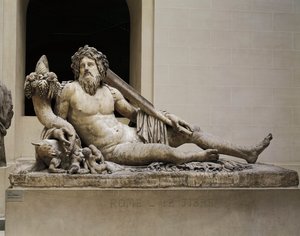 Marmorstatue, der repræsenterer Tiberfloden, Isis-templet og Serapis, fra Rom af Unbekannt Unbekannt