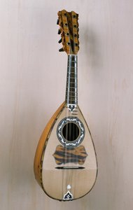 Napolitansk mandolin, musikinstrument bygget i værkstedet hos luthier Pasquale Scala i Praiano, Campania. Italien, 20. århundrede af Unbekannt Unbekannt