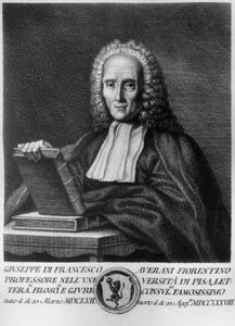 Portræt af Giuseppe Averani, kendt som Averanus (1662-1738), italiensk jurist og naturforsker, radering fra Serie af portrætter af berømte toscanske mænd, udgivet af Allegrini af Unbekannt Unbekannt