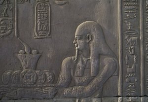 Relief, der forestiller en donor, Kom Ombo-templet, Egypten, egyptisk civilisation, ptolemæisk dynasti, 2.-1. århundrede f.Kr. af Unbekannt Unbekannt