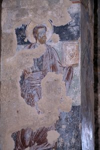Saint, fresco i kirken Agios Nikolaos, byzantinske by Mystras (UNESCOs verdensarvsliste af Unbekannt Unbekannt