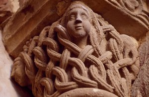 Spanien, Navarra, klosteret for den hellige frelser af Leyre, Porta Speciosa, dekoreret hovedstad af Unbekannt Unbekannt