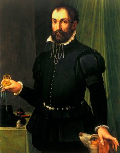 Ure, håndled, analogt portræt af en mand, der holder et ur, c 1558 af Unbekannt Unbekannt
